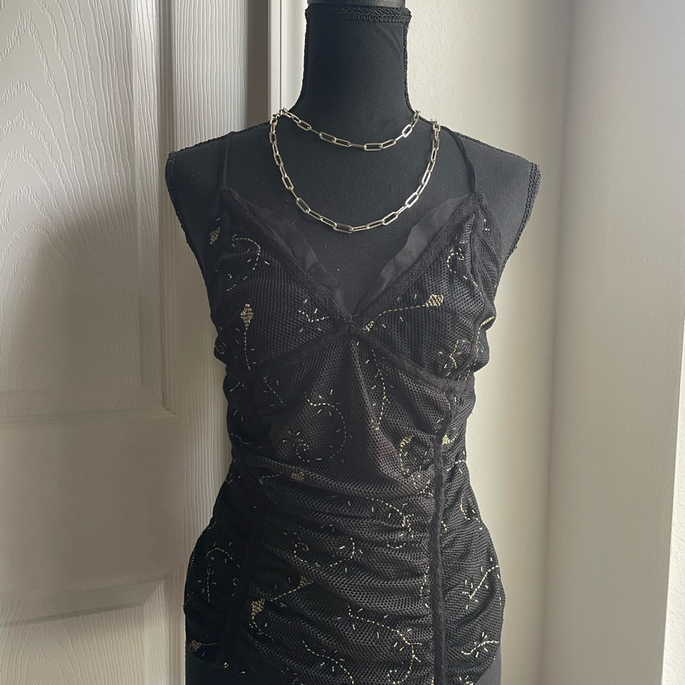 Black and Gold Mesh Top
